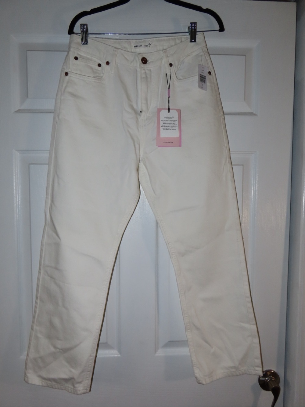 Avec Les Filles White Straight Leg Jeans